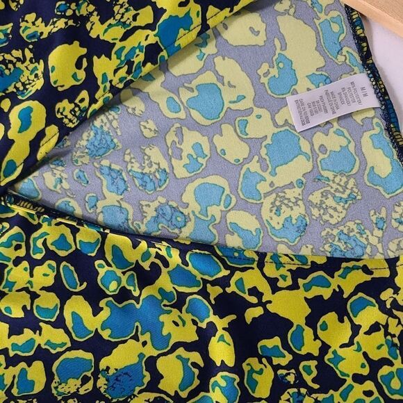 Yellow and Blue Wrap Blouse Top Size Medium - Picture 8 of 11